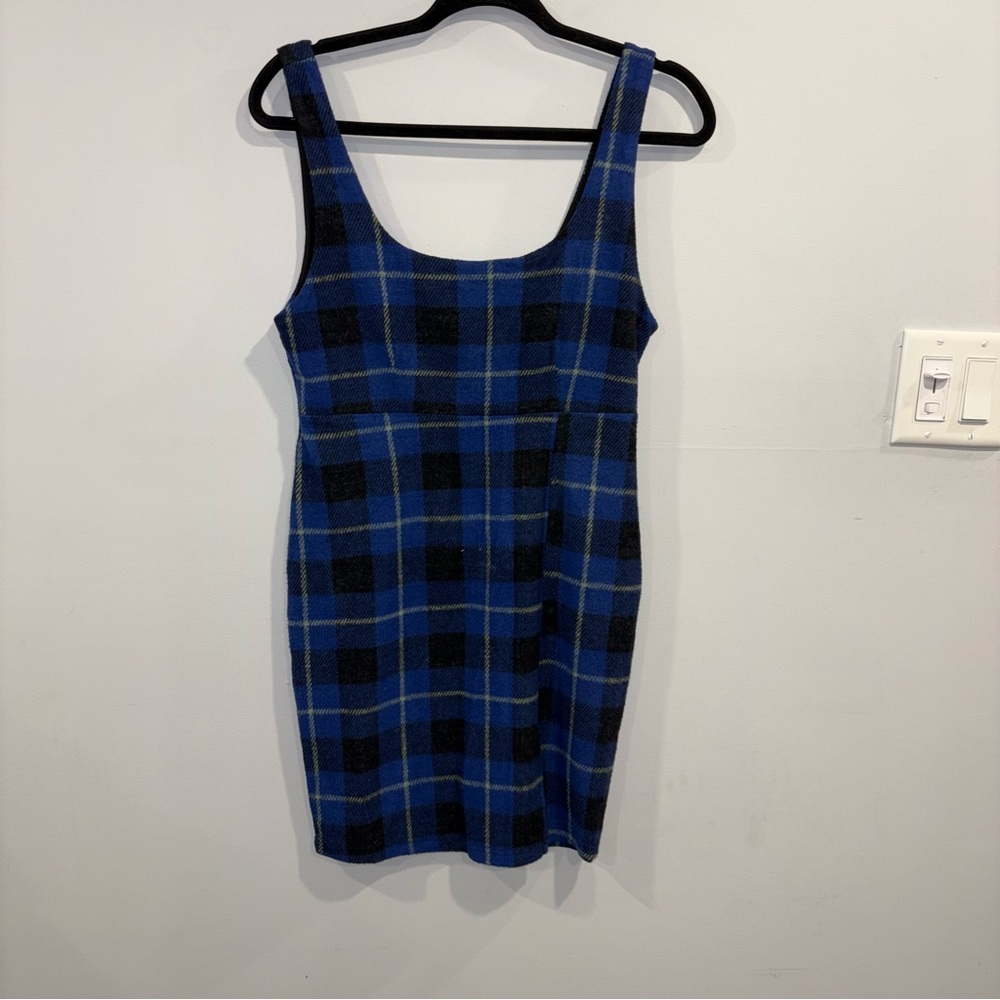 Forever 21 Blue and Black Checkered Mini Dress